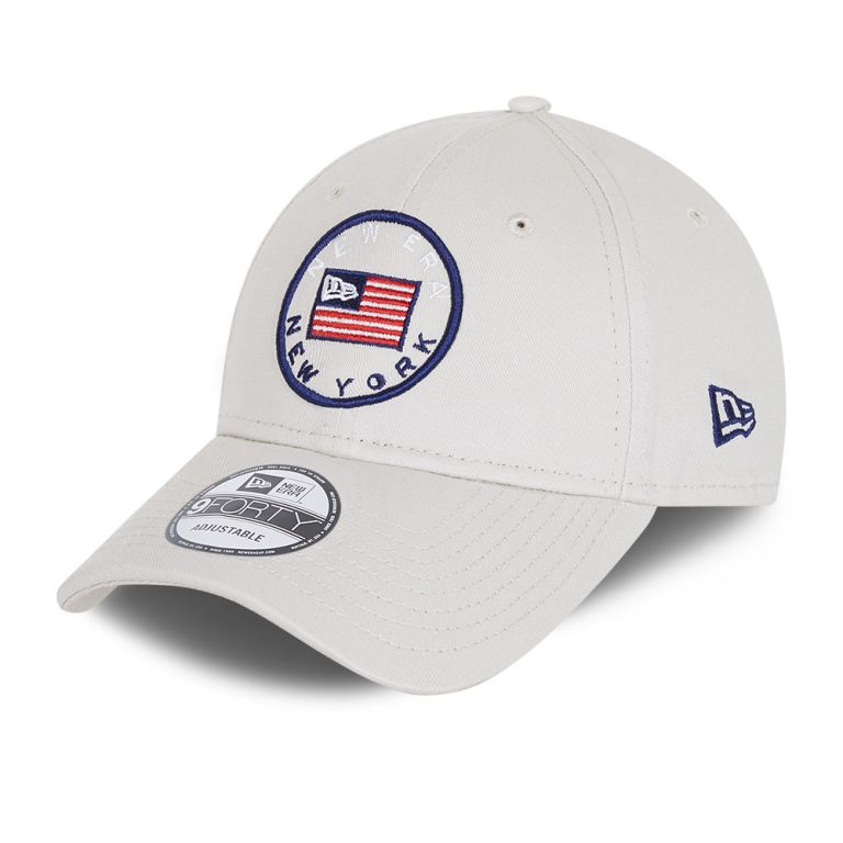 Gorras New Era 9forty Creme - New Era USA Flag Patch Stone 41902FXJT